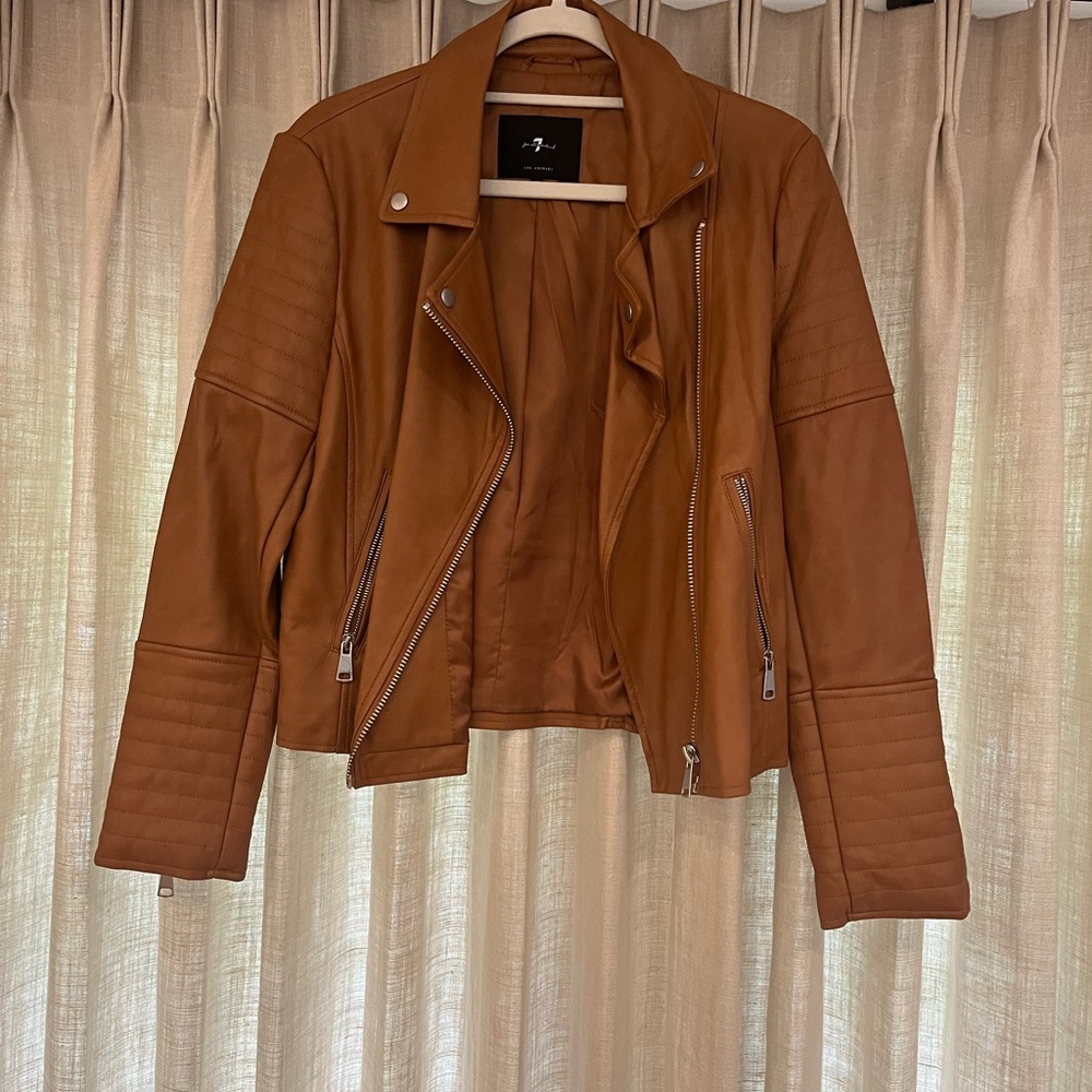 7 For All Mankind Tan Leather Jacket